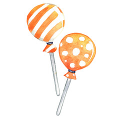 Halloween lollipop watercolor illustration for decoration on Halloween festival and candy sweet concept.