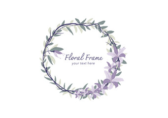 foliage floral crown frame with blooming flowers vector