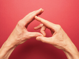 Hand position for mudra no. 5 in Jin Shin Jyutsu, alternative healing method or self-help concept