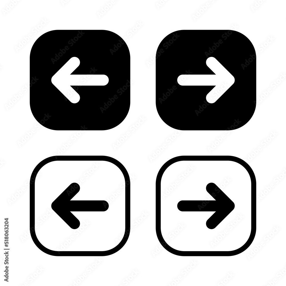 Poster turn right and left arrow icon vector isolated on round square background