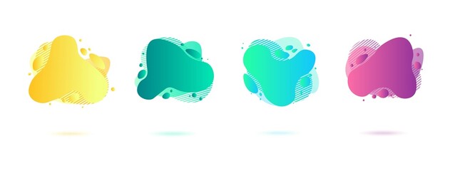 Abstract dynamic gradient graphic elements in modern style. Banners with flowing liquid shapes, amoeba forms.