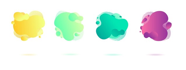 Abstract dynamic gradient graphic elements in modern style. Banners with flowing liquid shapes, amoeba forms.