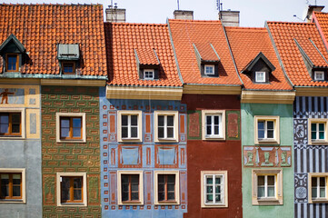Fototapeta na wymiar Colorful tenement houses in a row.