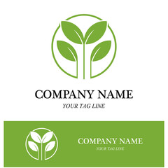 leaf logo and vector template line art style