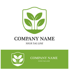 leaf logo and vector template line art style