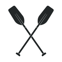 Crossed oars graphic icon. Two boat paddles sign isolated on white background. Vector illustration © archivector