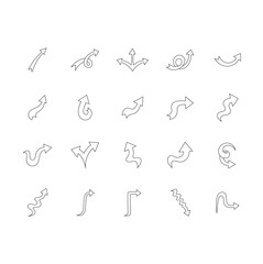 Hand drawn doodle arrows set with variant shape.