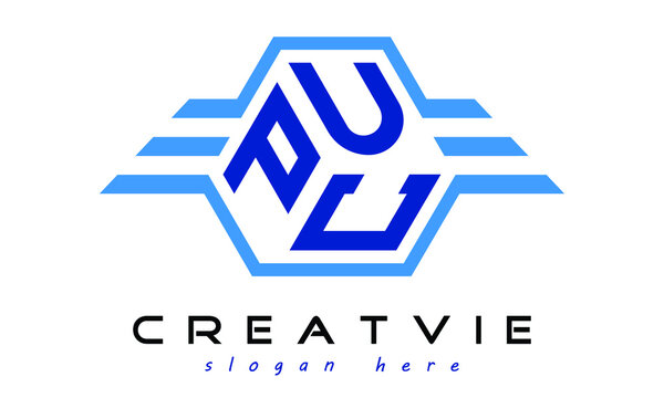 PUC three letter geometrical wings logo design vector template. wordmark logo | emblem logo | monogram logo | initial letter logo | typography logo | business logo | minimalist logo |