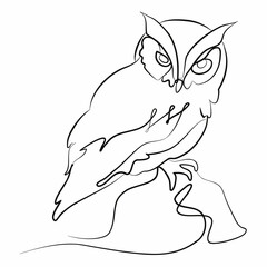 Owl Continuous one line drawing.Vector illustration