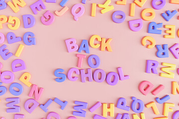 Fototapeta premium 3D letters scattered around Back To School inscription