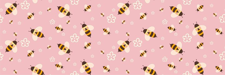 Kids seamless bee pattern for fabrics and packaging and gifts and cards and linens and wrapping paper