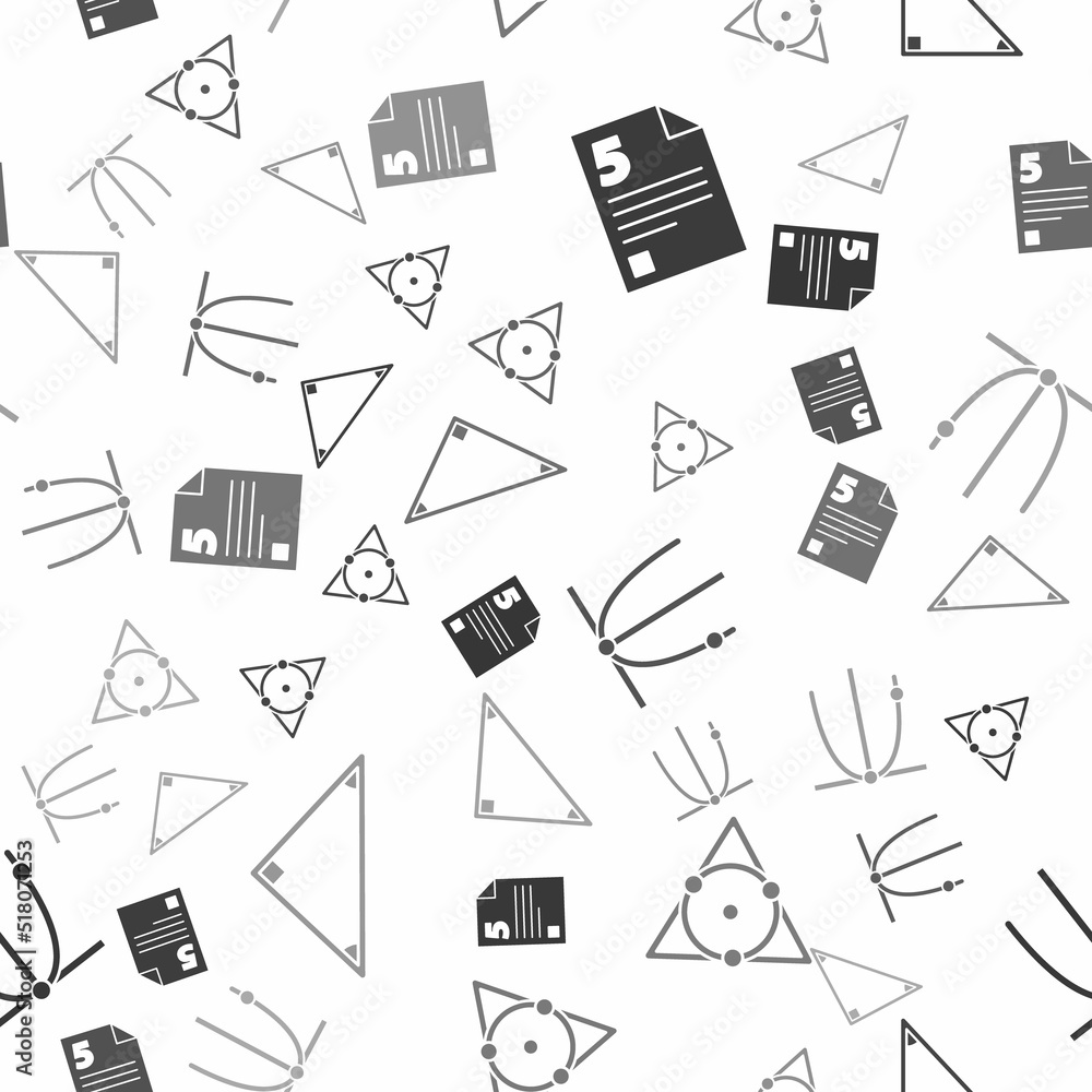 Poster set test or exam sheet, triangle math, graph, schedule, chart, diagram and triangle math on seamless