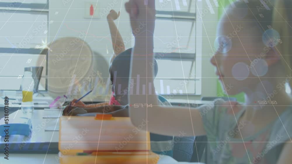 Poster animation of data processing over diverse schoolchildren learning