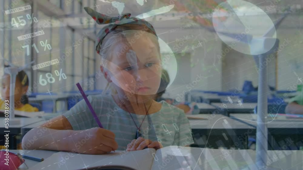 Poster animation of data processing over diverse schoolchildren learning