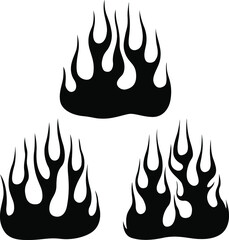 Fire flames isolated on white background. Tribal tattoo design.