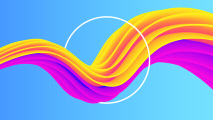 Yellow, pink Abstract fluid wave. Liquid wave backgrounds. Vector illustration. Modern poster with gradient 3d flow shape. Innovation background design for the cover and landing page.