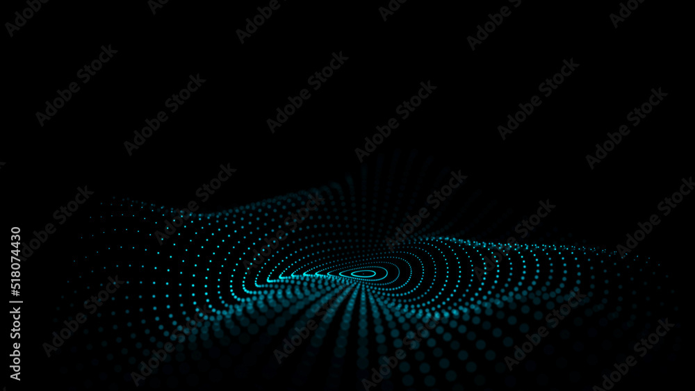 Poster futuristic dark background. the wave effect of a web of blue dots. big data. illustration of technol