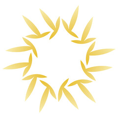 Decorative gold round border with floral element. Trendy vintage golden frame with modern ornament. Ethnic tribal rounded pattern in form of mandala. Copy space. Vector illustration