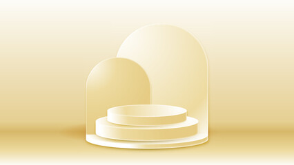 Unique background product podium display with 3d geometrical shape and pastel color