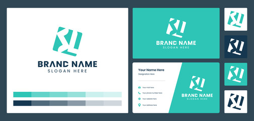 Initial sl letter square monogram logo design with business card identity