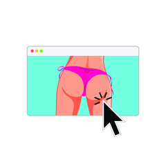 Clickbait window with woman body as an attractive content. Vector illustration.