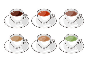 コーヒーカップと温かい飲み物　線あり
