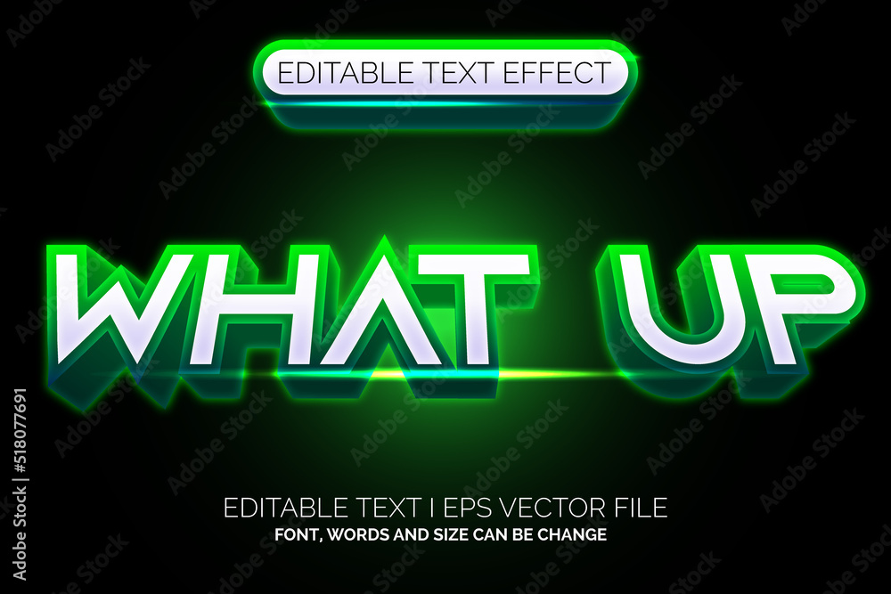Poster gradient green white what up text effect