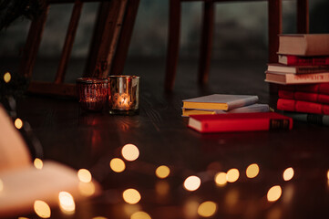 book with lights christmas tree and decoration