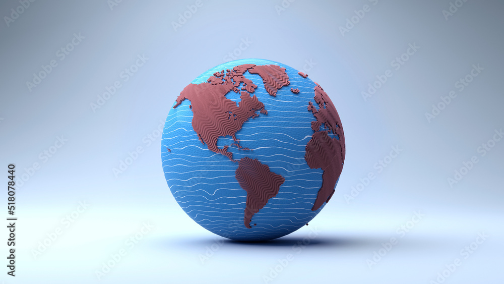 Poster Planet Earth 3d render/Planet earth with continents, consisting of 3d elements. The technological background can be used to demonstrate the processes of science and education.