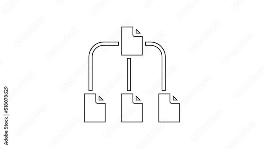 Poster black line folder tree icon isolated on white background. computer network file folder organization 