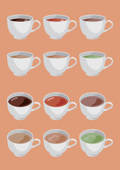 コーヒーカップと温かい飲み物のセット