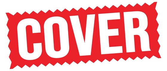 COVER text written on red stamp sign.
