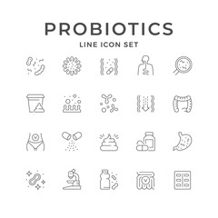 Set line icons of probiotics