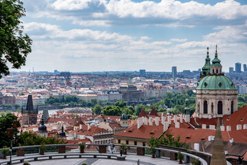 Naklejka premium Panoramic view of old town of Prague (Czech Republic) from the Castle
