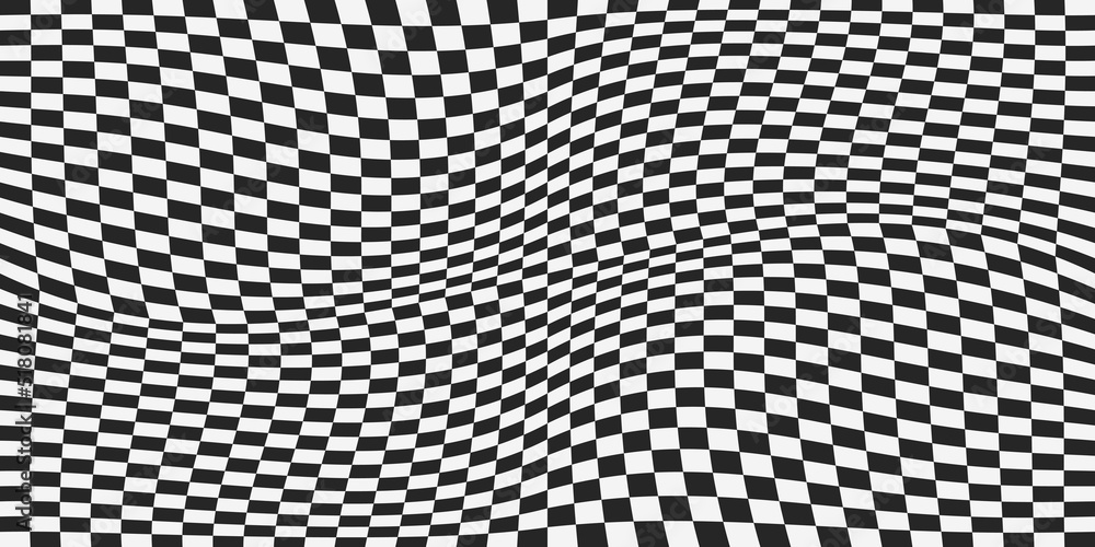 Poster The checkered pattern is simple and curly. Vector seamless pattern of racing flag and checkered cells. The pattern is simple chess, like a racing flag.