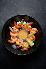 Batter fried crispy shrimp appetizer, selective focus