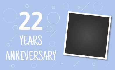 22 years anniversary photo frame card.