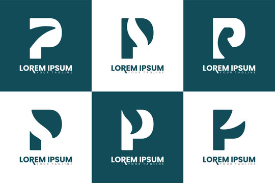 Set of p letter monogram logo. Initial alphabet letter p logo collection