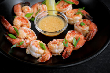 Batter fried crispy shrimp appetizer, selective focus