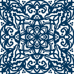 Vintage abstract floral seamless pattern. An element for design. Decorative background. Azulejo, Mexican talavera, Spanish ceramics or Italian Sicilian mosaic. Texture background for kitchen wallpaper