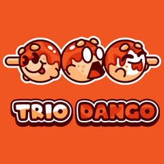 Cute dango cartoon Mascot Illustration set