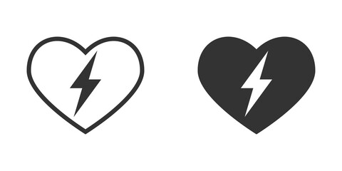 Heart and energy icon. Heart with a lightning icon. Vector illustration.