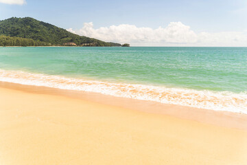 Fototapeta na wymiar Background Naiyang beach, comfortable eyes, sunbathing, Phuket National Park, focus on Phuket, Thailand.