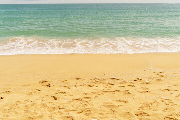 Plakat Background Naiyang beach, comfortable eyes, sunbathing, Phuket National Park, focus on Phuket, Thailand.