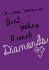 slogan print design on purple ground 