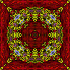 3d effect - abstract kaleidoscopic mosaic style pattern 
