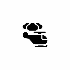 Helicopter in Air cloud Glyph solid Icon, Logo, and illustration