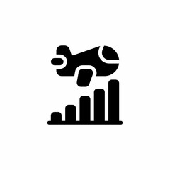Flight Analytical Market Glyph solid Icon, Logo, and illustration