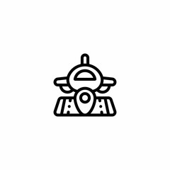 Airplane Plane Flight landing and take off place airport Outline Icon, Logo, and illustration