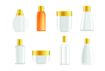 Set of cosmetic containers. Vector isolated object.